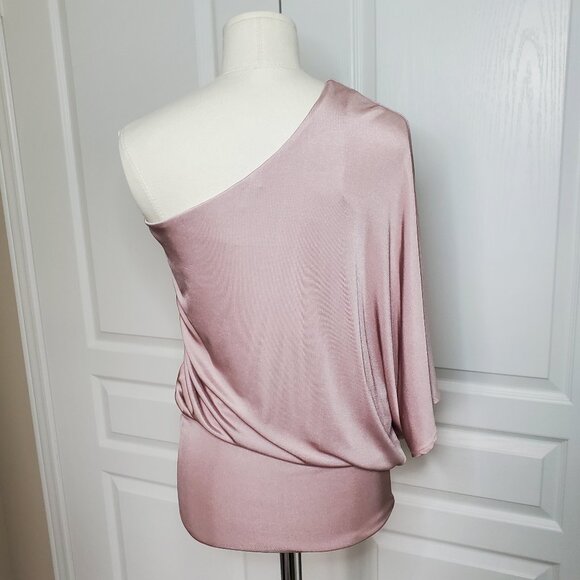 Guess by Marciano One-Shoulder Satin Top Blush Pink Size S - Picture 4 of 4
